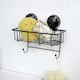 image 2 of Showerdrape Suctionloc Black Suction Wall Mounted Rectangular Basket with Mounting Discs | Black | 1