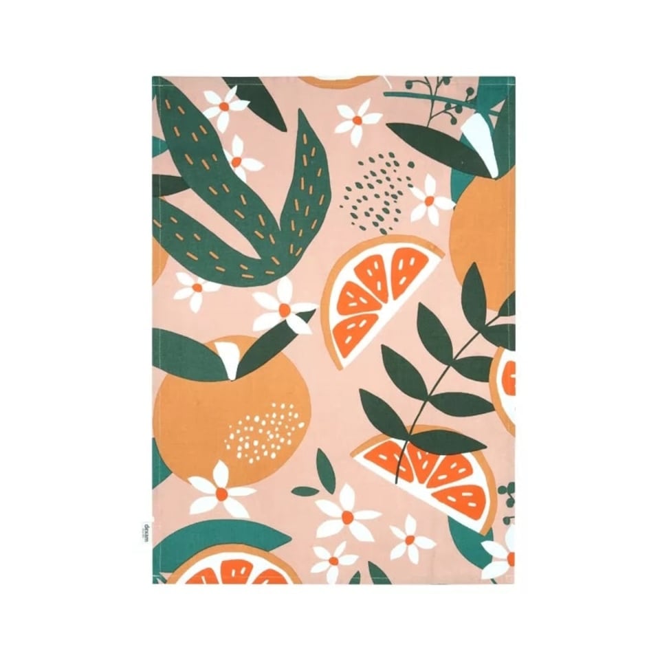 image 1 of Exotic Fruit Recycled Cotton Set of 2 Tea Towels - Blush | Multi