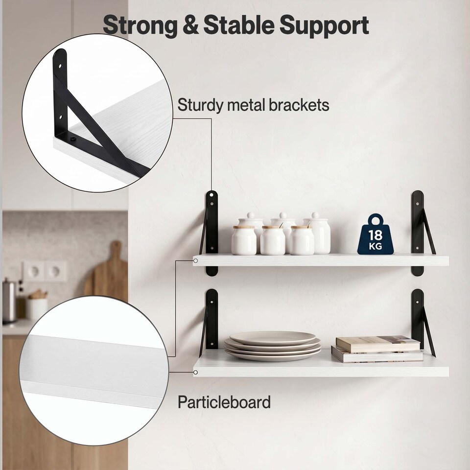 image 1 of Levede Floating Shelves 2PC Wall Mounted Shelf DIY Storage Display Modern Decor