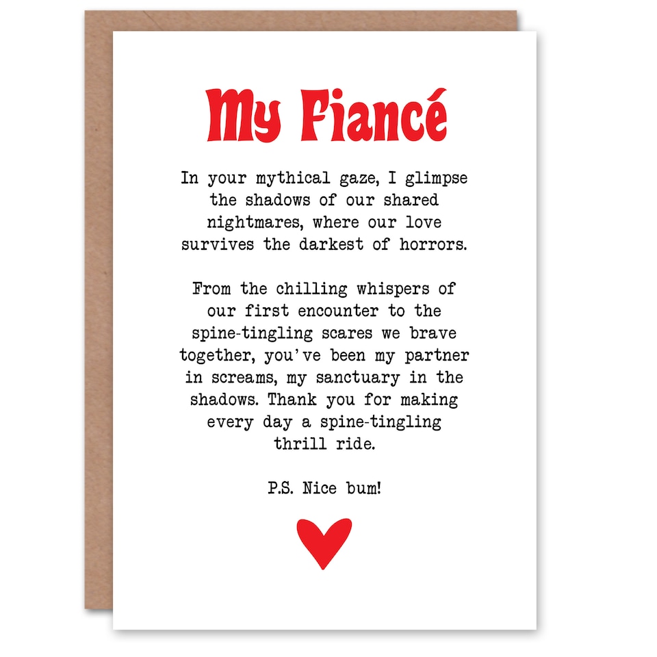 image 1 of Greeting Card Love Poem Horror Fan Fiancé Romantic Fun Veteran's Day