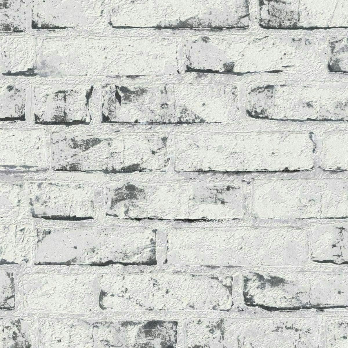 AS Creation New England Rustic Brick Textured Wallpaper - White - One Size White