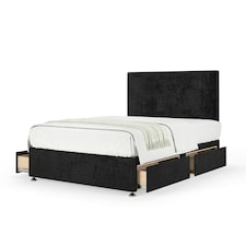 Neptune Spring Black Naples Velvet 4 Drawer Divan Set And Valencia Headboard Double