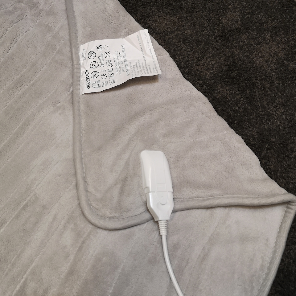 image 1 of 160cm 120w Grey Electric Throw Blanket with Temperature Settings