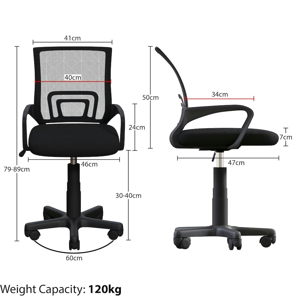 image 1 of Vida Designs Airsdale Office Chair Computer Desk Table Chair, Black