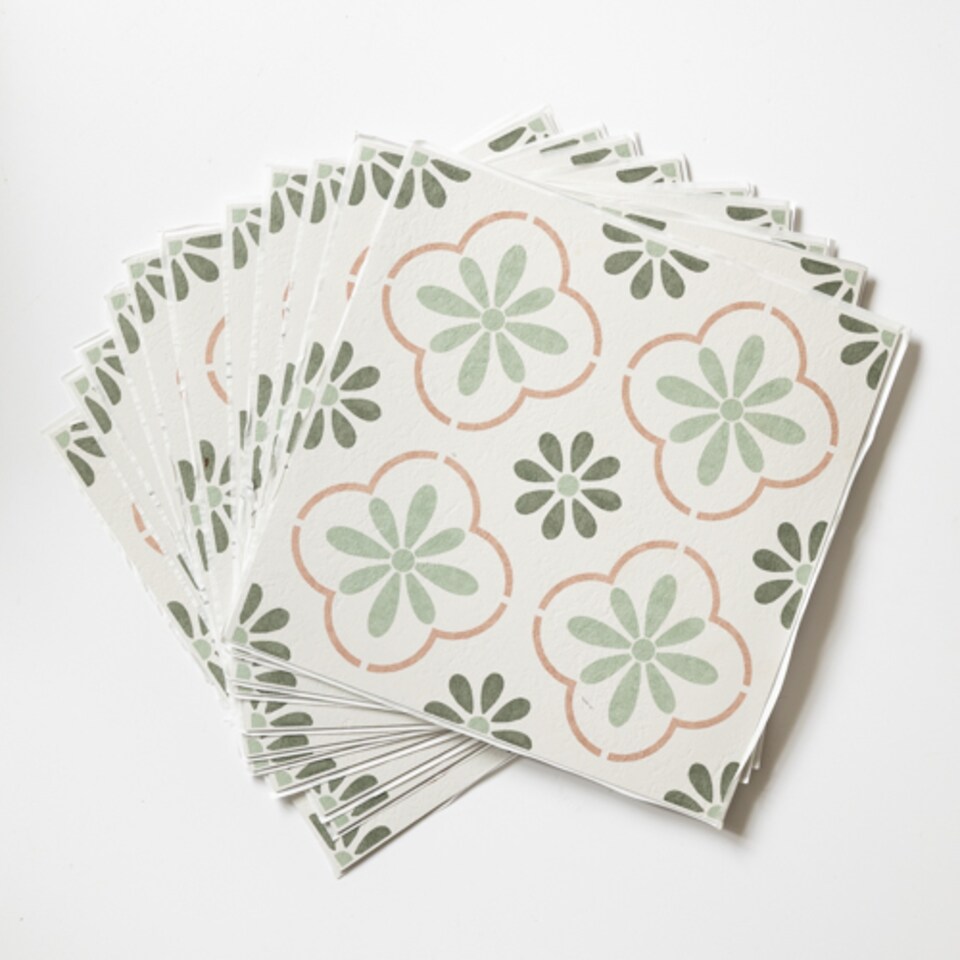 image 1 of d-c-fix Olive Petals 30.48 x 30.48cm Self-adhesive Vinyl Floor Tiles Pack 33 | 3sqm