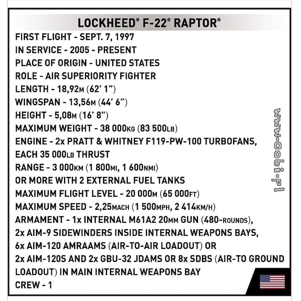image 1 of Lockheed F-22 Raptor brick plane model - COBI 5855 - 695 bricks