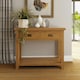 image 1 of Robus Solid Oak Console Table 2 Drawer Brown