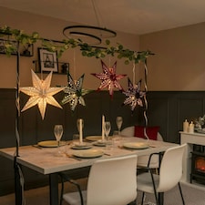 ValueLights Plug In Christmas 45cm Xmas Black Velvet Paper Star with LED Bulb