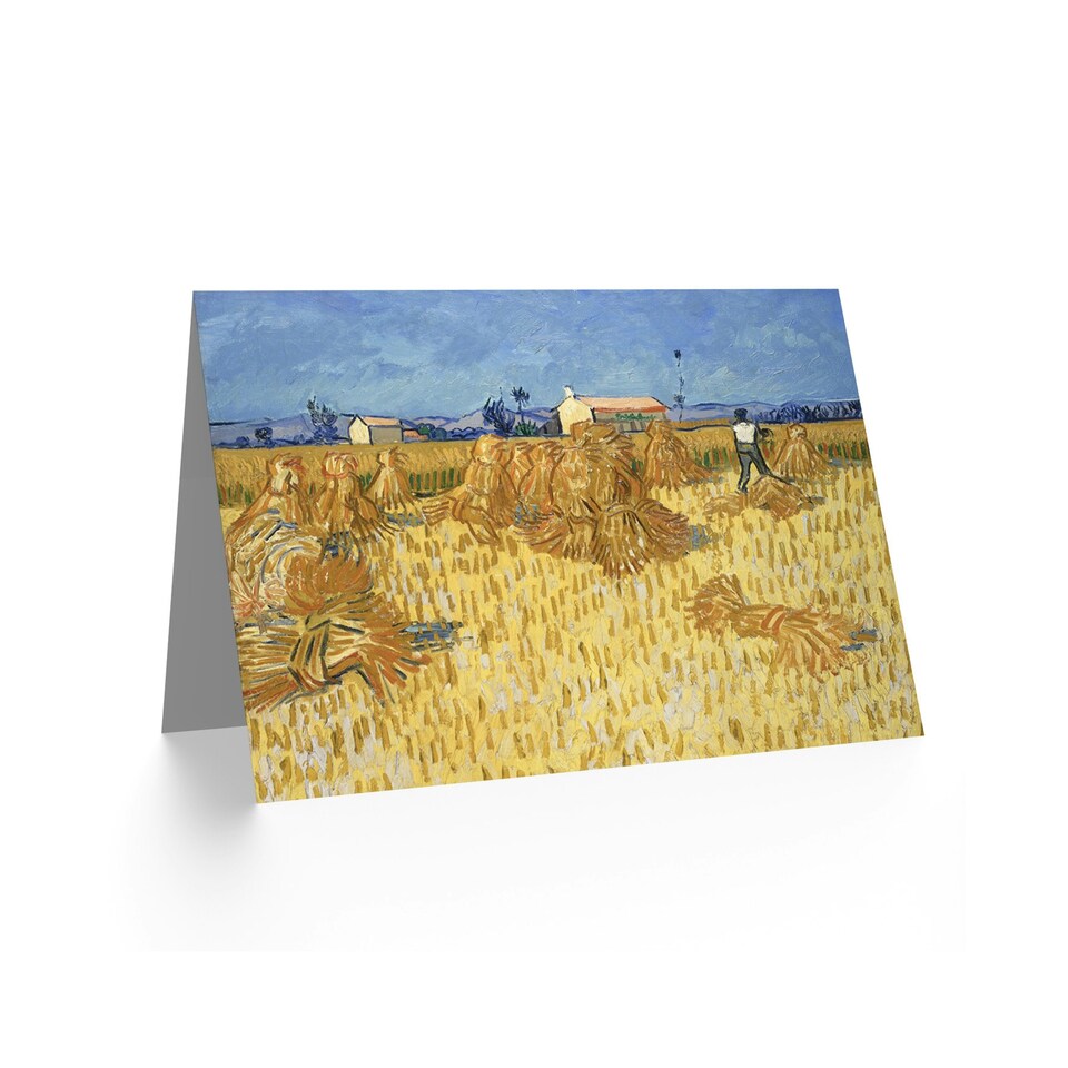 image 1 of Van Gogh Corn Harvest in Provence Old Master Painting Greeting Card