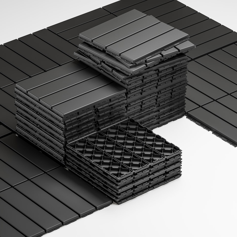 image 1 of URBNLIVING Interlocking Garden Deck Tiles | Multi | Anthracite | 9 Tiles