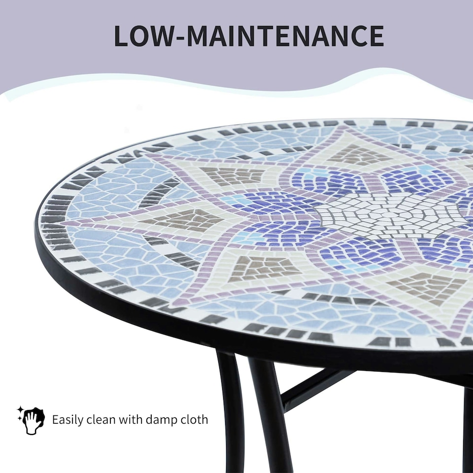 image 1 of Outsunny Garden Table, Mosaic Round Patio Side Table with 60cm Ceramic Top