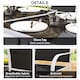 image 6 of Outsunny 7 Piece Garden Dining Set, Outdoor Table and 6 Stackable Chairs, Steel Frame, Tempered Glass Top Table, Mesh Seats, Black