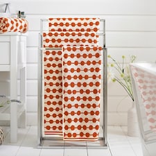 Bobbles 100% Cotton Towels – Supersoft, 550 GSM, Yarn-Dyed Jacquard, Absorbent & Stylish in Orange & Marine Blue Orange | White | Hand towel