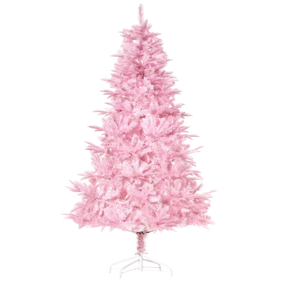 image 1 of HOMCOM 6FT Artificial Christmas Tree Holiday mas Holiday Tree Decoration with Automatic Open for Home Party, Pink