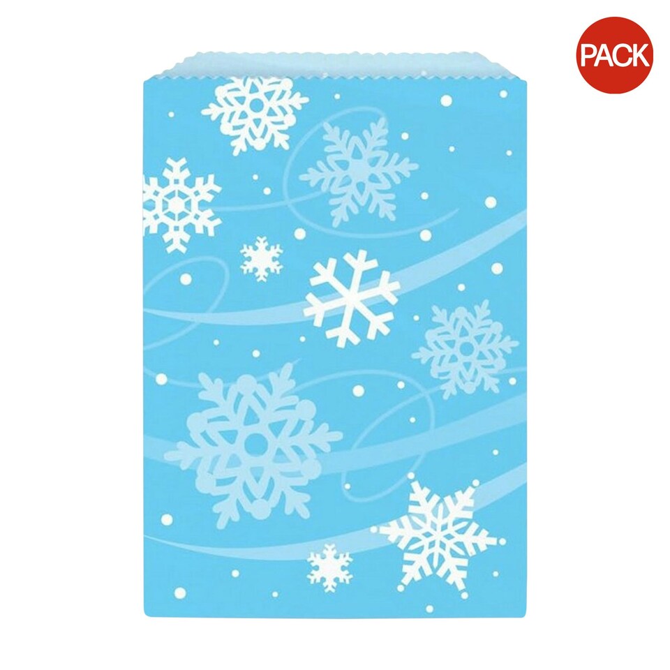 Unique Party Snowflake Christmas Party Bags (Pack of 8) - Blue/White - One Size