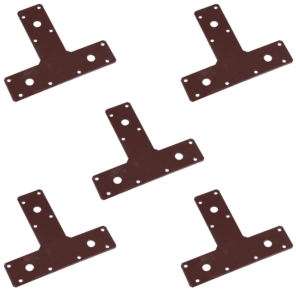 image 1 of T-Shape Bracket Brace Fastener Plate 150 x 90 x 37mm Joist Joiner Mending 5PK