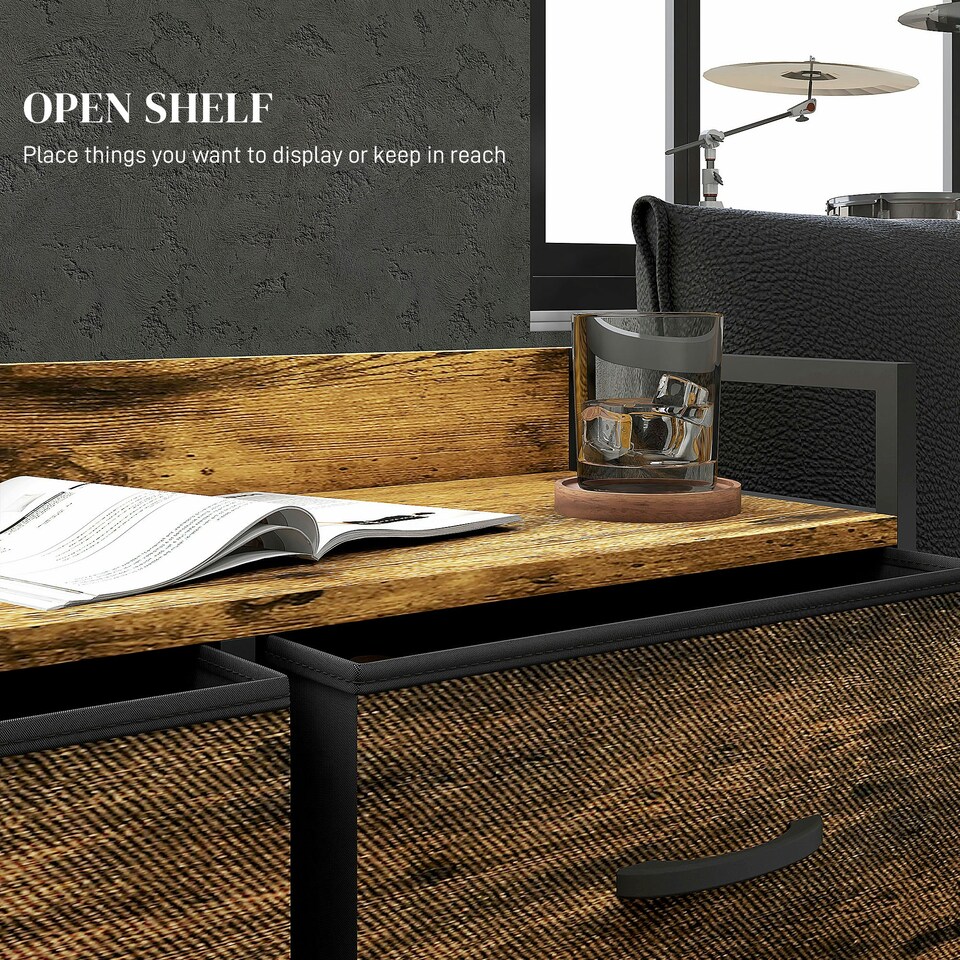 image 1 of HOMCOM Bedroom Chest of Drawers 6 Drawer Dresser w/ Shelf, Grey Wood Effect