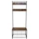 image 10 of House of Home Coat Rack Stand with Shoe Storage Bench 9 Hooks Rustic Brown Entrance Hall | Brown | Rustic Brown