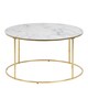 image 1 of Bolton -A1 Round Coffee Table with White Marble Effect Glass Top & Gold Base