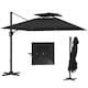 image 1 of Outsunny 3.5m Aluminium Cantilever Parasol w/ LED Lights Crank Tilt UV50+ Khaki Black | Black
