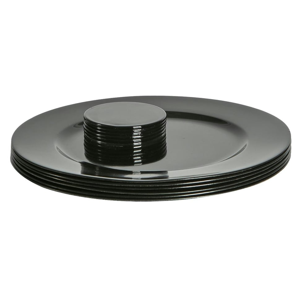 image 1 of Argon Tableware 12 Piece Metallic Charger Plates Set - Black Black