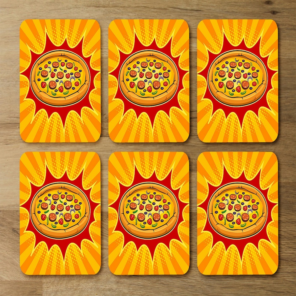 image 1 of Round pizza pop art retro (Placemat & Coaster Set)