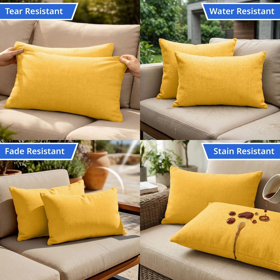 image 1 of Covers&All Sunbrella Lumbar Pillows Set of 2, Rectangle 12 in x 18 in, Canvas Sunflower