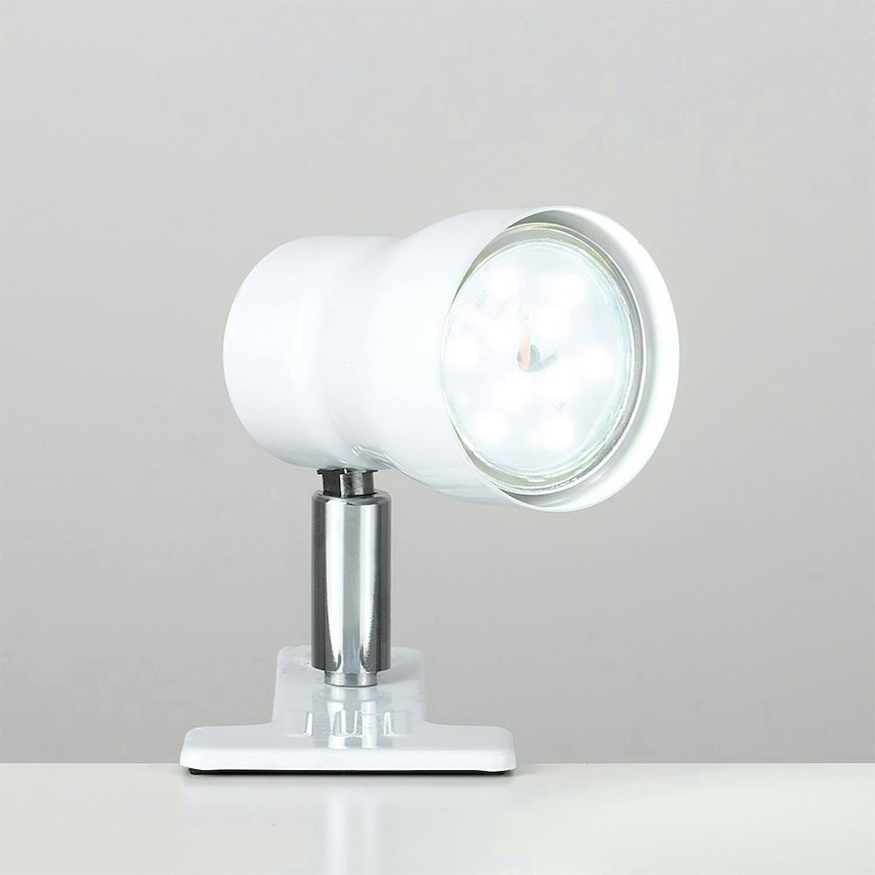image 1 of ValueLights Adjustable Clamp On Desk Lamp Spotlight In Gloss White Finish