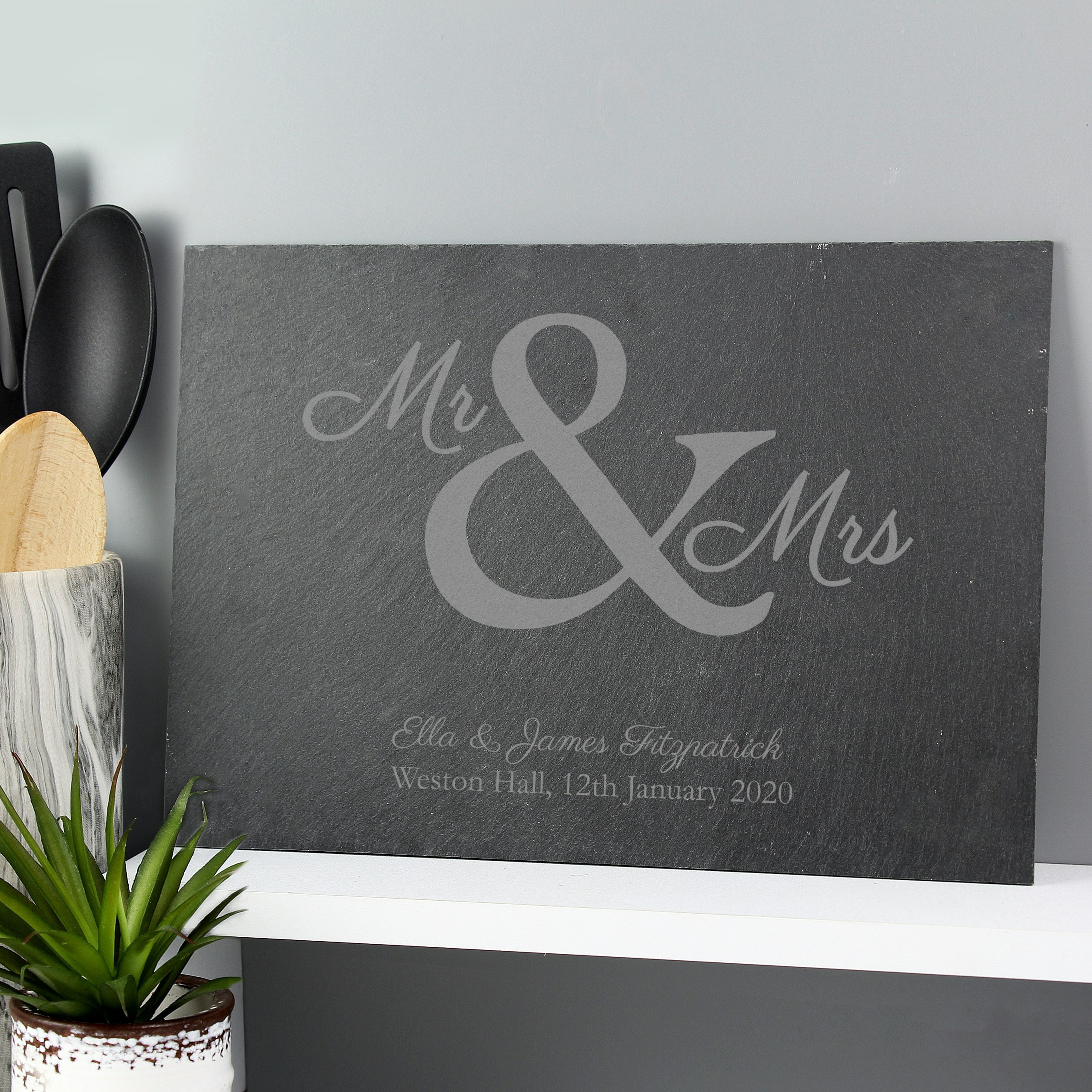 Personalised Mr & Mrs Slate Placemat Black