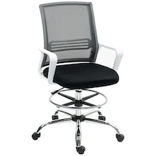 HOMCOM Draughtsman Chair, Mesh Ergonomic Drafting Chair, Black Black