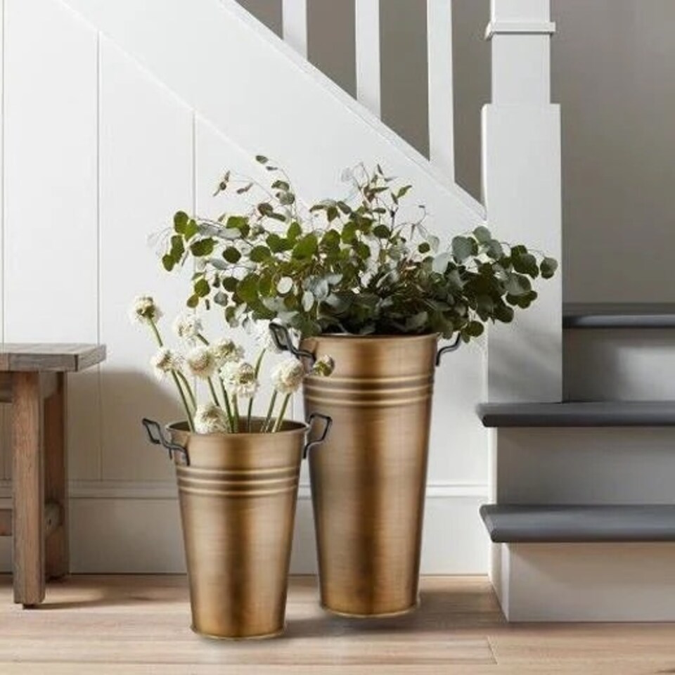 image 1 of Gold Vase - 30 cm (H) x 29 cm (W) x 22 cm (D)