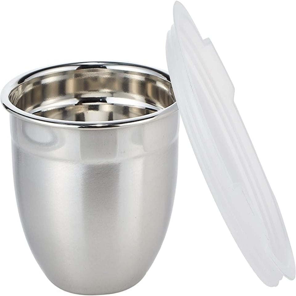 image 1 of Mixing Bowl Set of 3, Stainless Steel Nesting Bowls Air Tight White lids (14,16 & 18 cm Diameter)