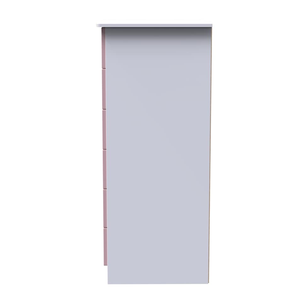 image 1 of Holborn 5 Drawer 1 Door Childrens Wardrobe in Kobe Pink & White (Ready Assembled) | Pink | Kobe Pink & White