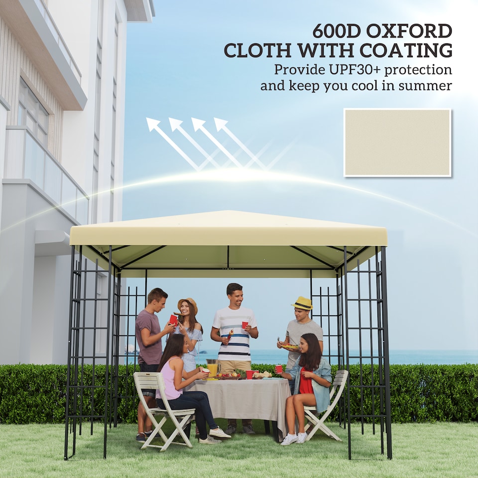image 1 of Outsunny 3 x 3(m) Gazebo Canopy Replacement Cover, UPF30+, Cream White | Cream | Cream | 1