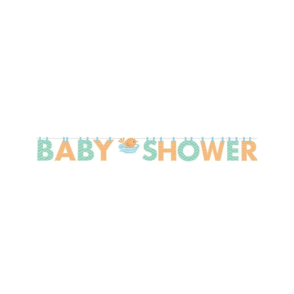 Creative Letter Baby Shower Banner - Green/Orange/Blue - One Size