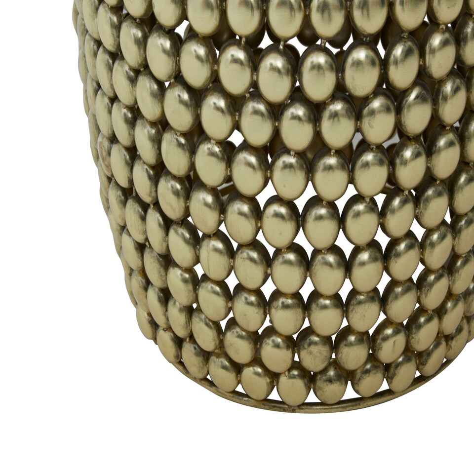image 1 of Interiors by Premier Gold Finish Beaded Barrel Stool Gold