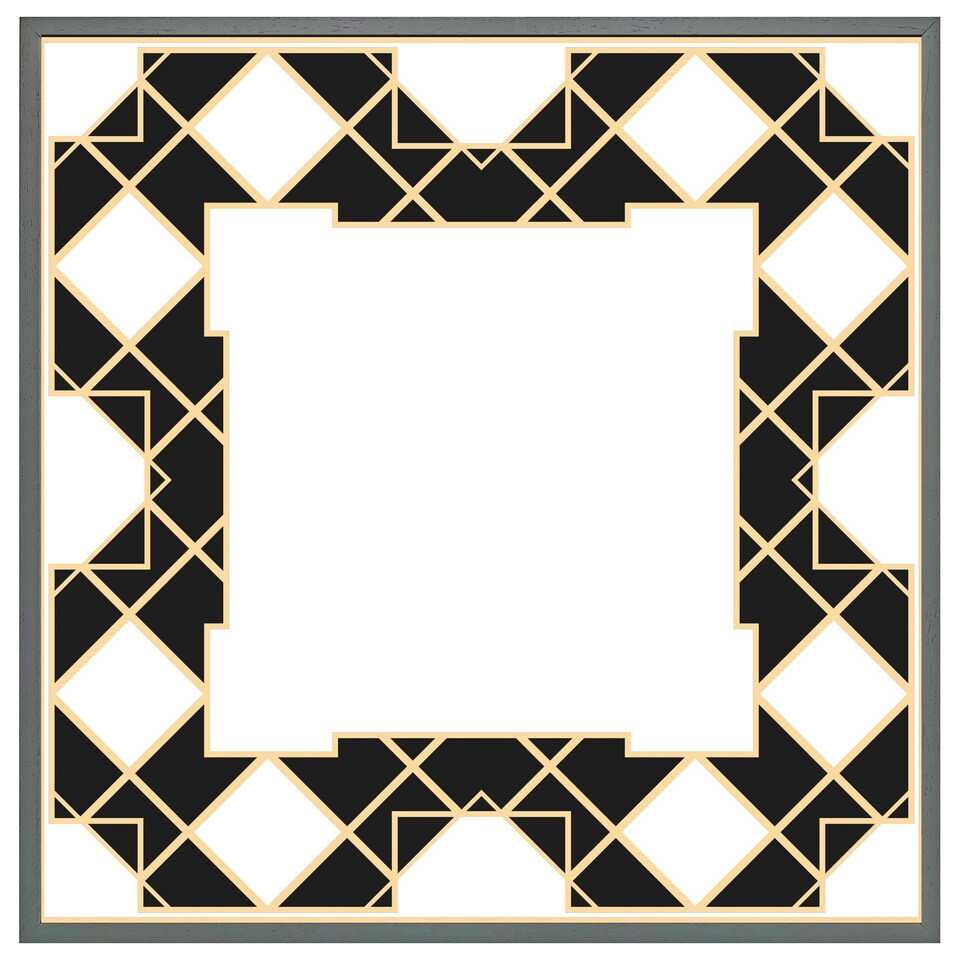 image 1 of Art dco diamond border (Picture Frame) White | S