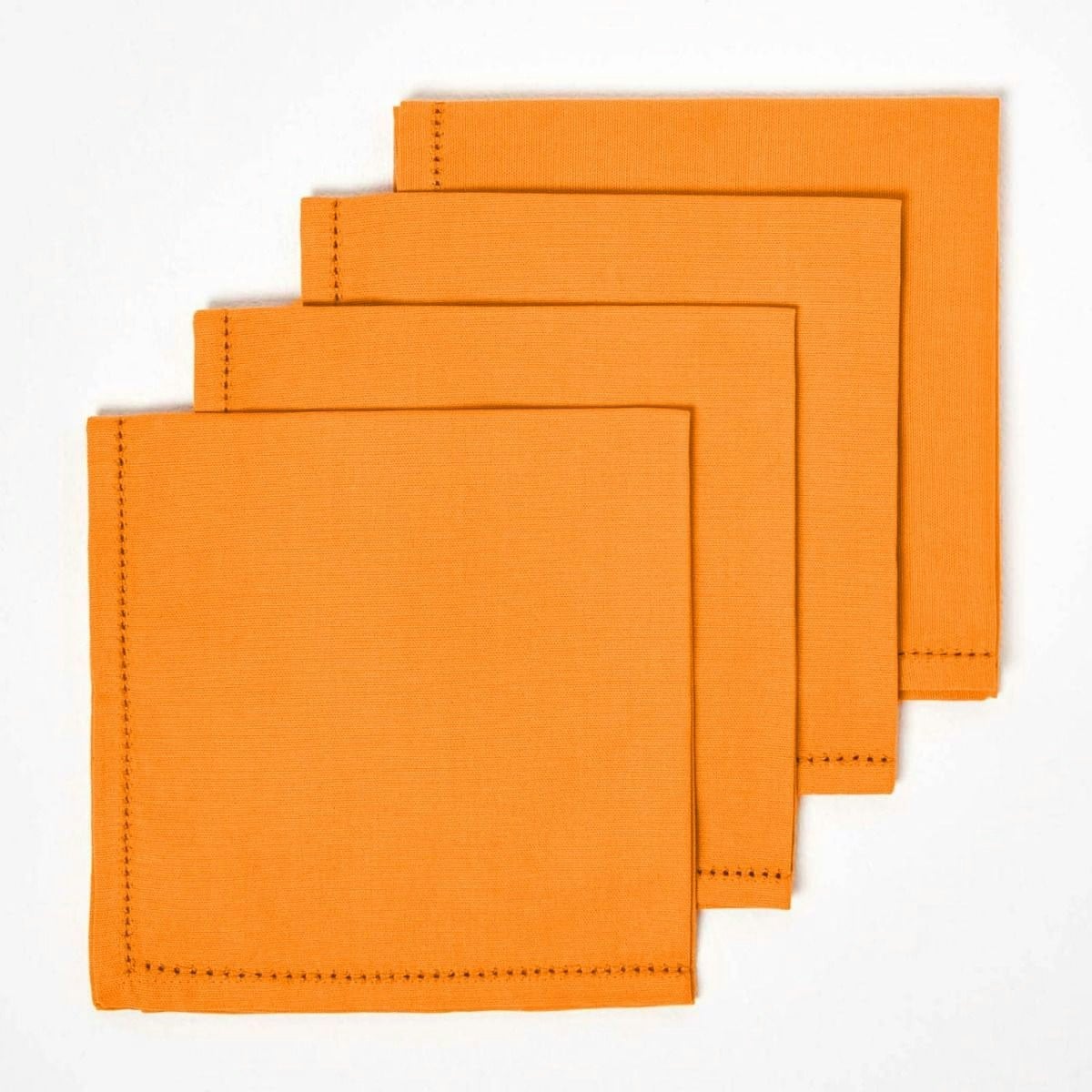Homescapes Cotton Fabric 4 Napkins Set in Orange