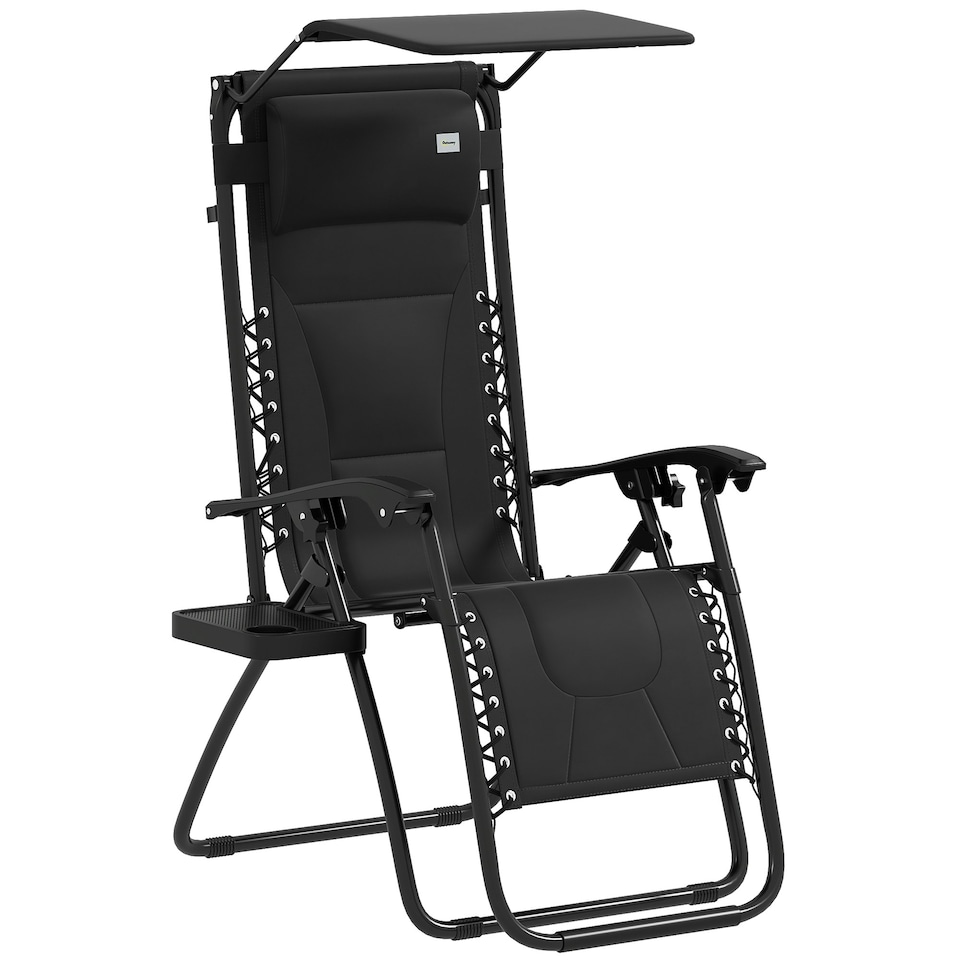 image 1 of Outsunny Zero Gravity Lounger Chair, Folding Reclining Chair Black