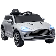 AIYAPLAY 12V Kids Electric Car, Aston Martin DBX Licensed Kids Ride on Car with Remote Control, 4 Suspension Wheels, LED Lights, Music, Horn, Slow Start, for Ages 3-6 Years, Grey