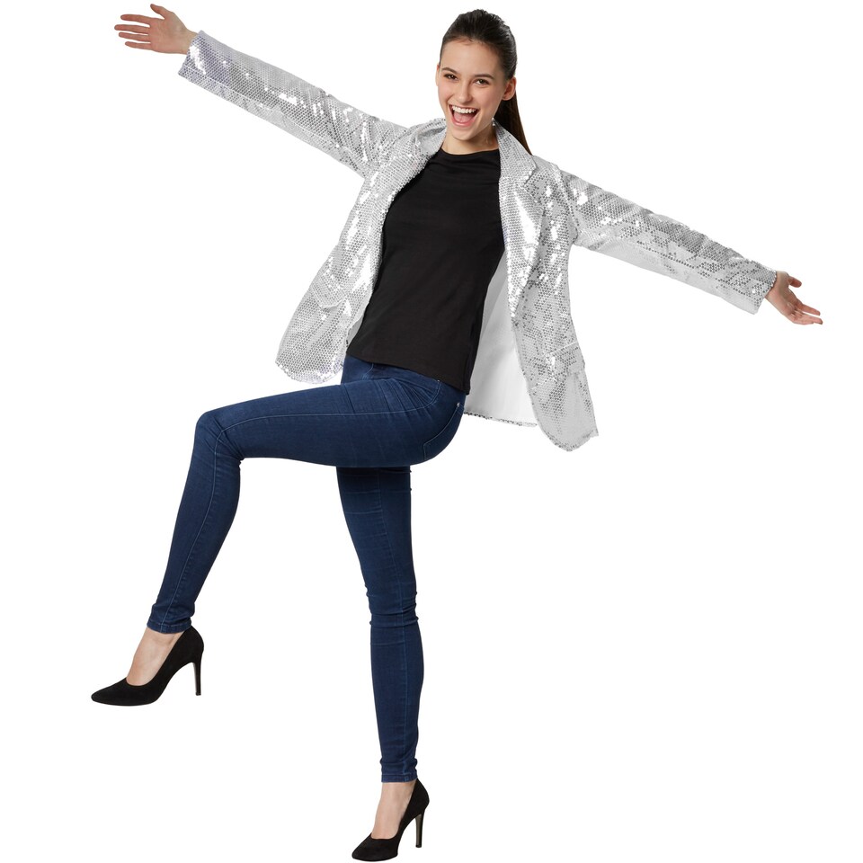 image 1 of Womens sequin jacket | Silver | silver | 1