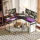 image 8 of HOMCOM L Shaped Desk with Power Outlets and LED Lights, Corner Computer Desk with Monitor Stand, Gaming Desk for Home Office, Black | Black