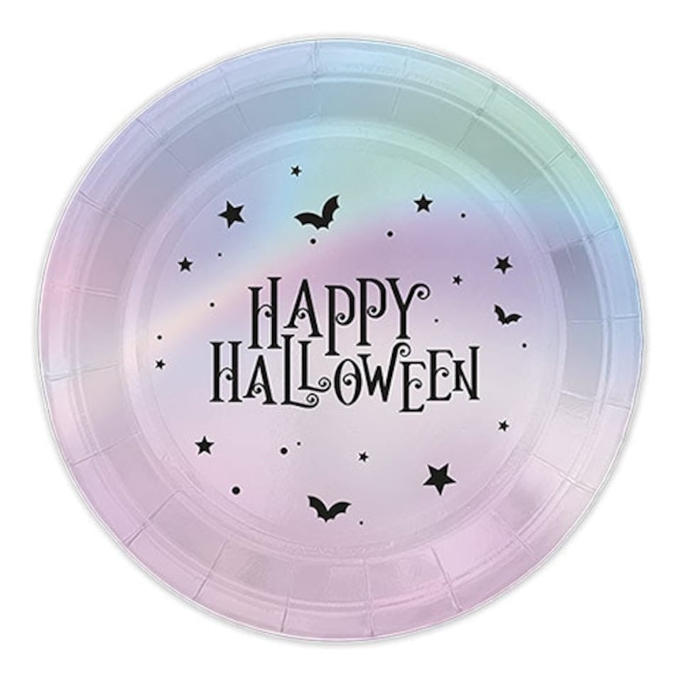 Happy Halloween Holographic Round Paper Plates 25cm - Pack of 20