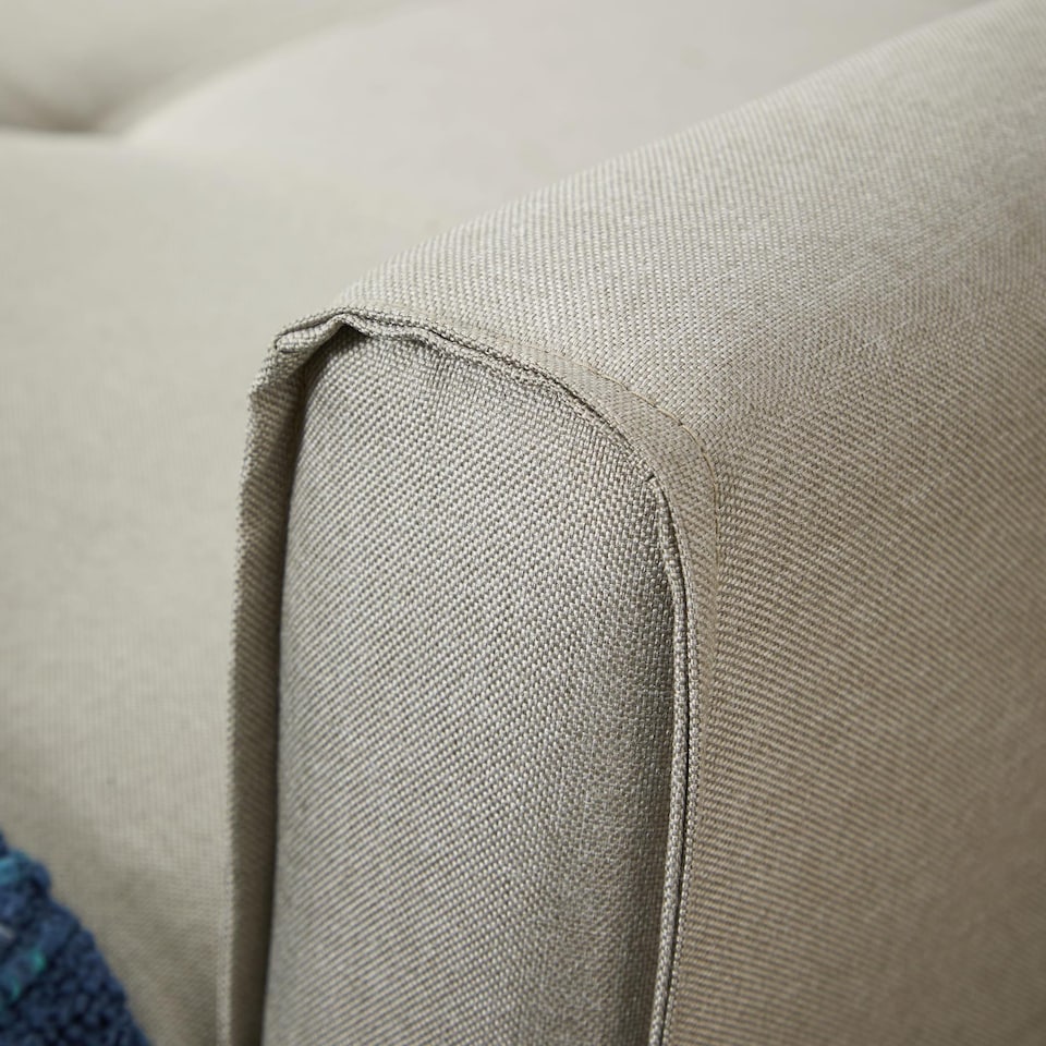 image 1 of Linen Upholstered Two Seater Pull-Out Double Sofa Bed Chair | Cream | Beige