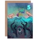 image 1 of Pirate Ship Octopus Cartoon Age 5 Year Old Child Kids 5th Birthday Card