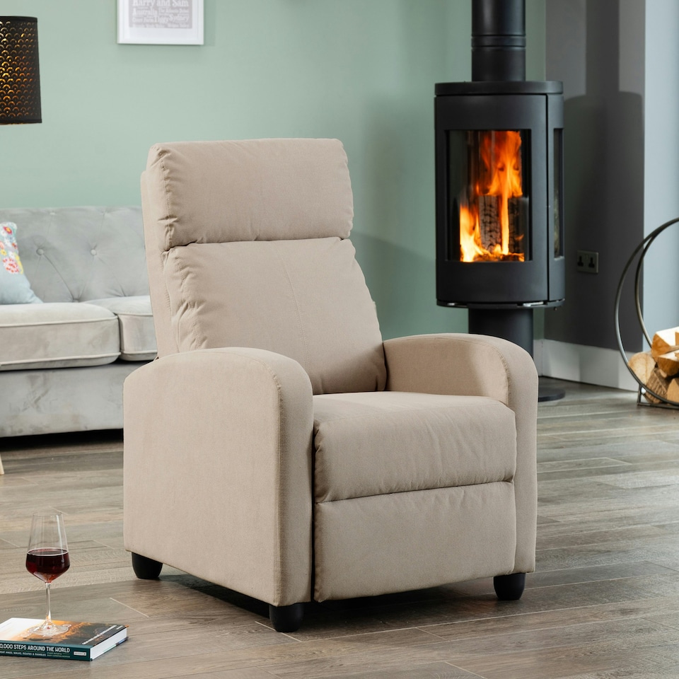 image 1 of Medina Manual Push Back Recliner Armchair - Cappuccino