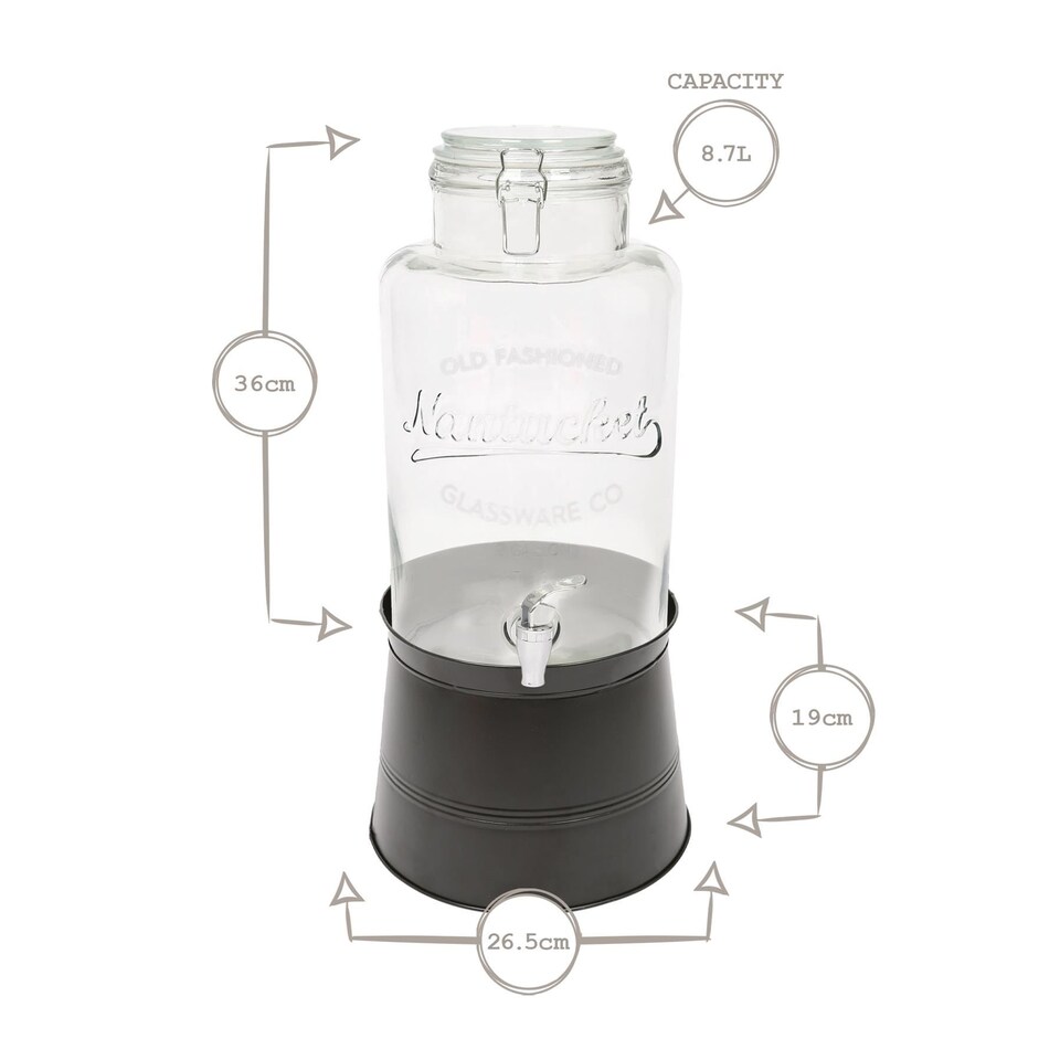 image 1 of Rink Drink Glass Drinks Dispensers with Tap & Black Bucket Stand - 8.7L - Pack of 2