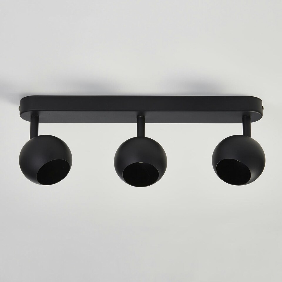 image 1 of CGC NIEVE Matt Black Triple Three Head GU10 Ceiling Surface Spot Light Round Head Black