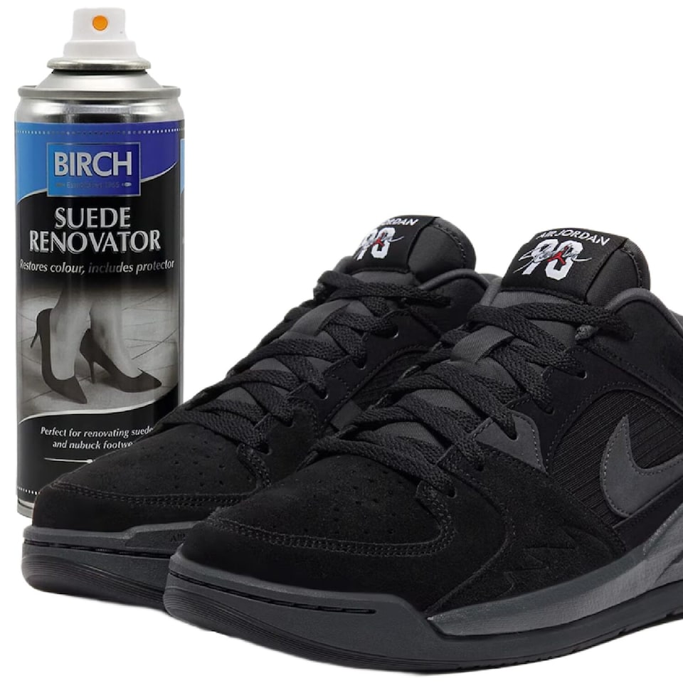 image 1 of BIRCH Black Suede Renovator Aerosol - Colour Restoration for Faded Shoes 200ml | Black