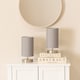 image 2 of ValueLights Francis Brushed Chrome Touch Table Lamp Grey Shade and Bulb